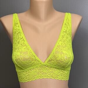 Victoria’s Secret Lace Bralette Size Medium 2009 Y2K Bright Green Sheer NEW NOS